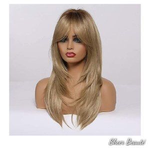 Ash blonde Long Curly Wigs